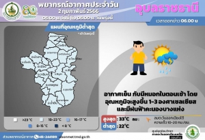 พยากรณ์ อุบลฯ: สรุปลักษณะอากาศประจำวันพฤหัสบดีที่ 2 เดือน กุมภาพันธ์ พ.ศ. 2566