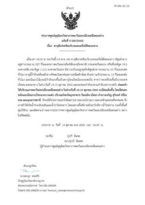 สรุปลักษณะอากาศประจำวัน (14 ตุลาคม 2565)